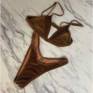 Shein corduroy, brown bikini, size medium